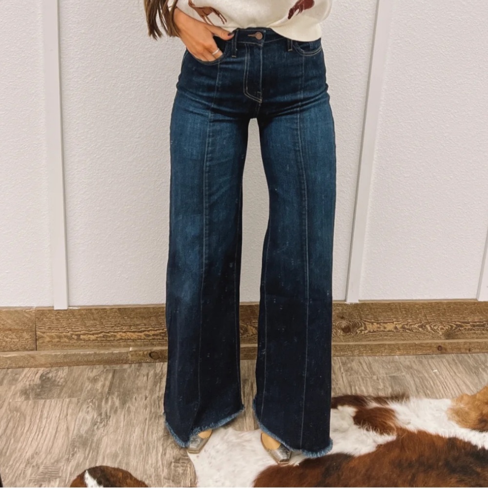 Denim Raw Hem Flare Jeans for Women